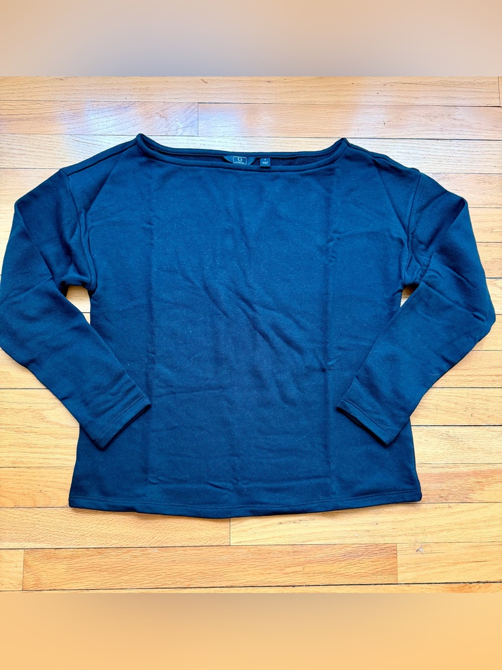 G by Giuliana Black Scoop Neck Long Sleeve Sweater